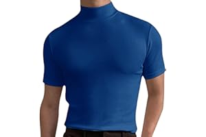 HJINGSUN Mock Turtleneck for Men Slim Solid Short Sleeve T Shirts Basic High Neck Undershirt Fshion Plus Size Tee Comfy Top
