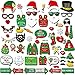 Ugly Christmas Sweater Photo Booth(59Count),Konsait Funny Christmas Photo Booth Stick Funny Xmas Props Selfie Accessories for Adults Kids for Christmas Theme Party Favors Decorations Decor Supplies