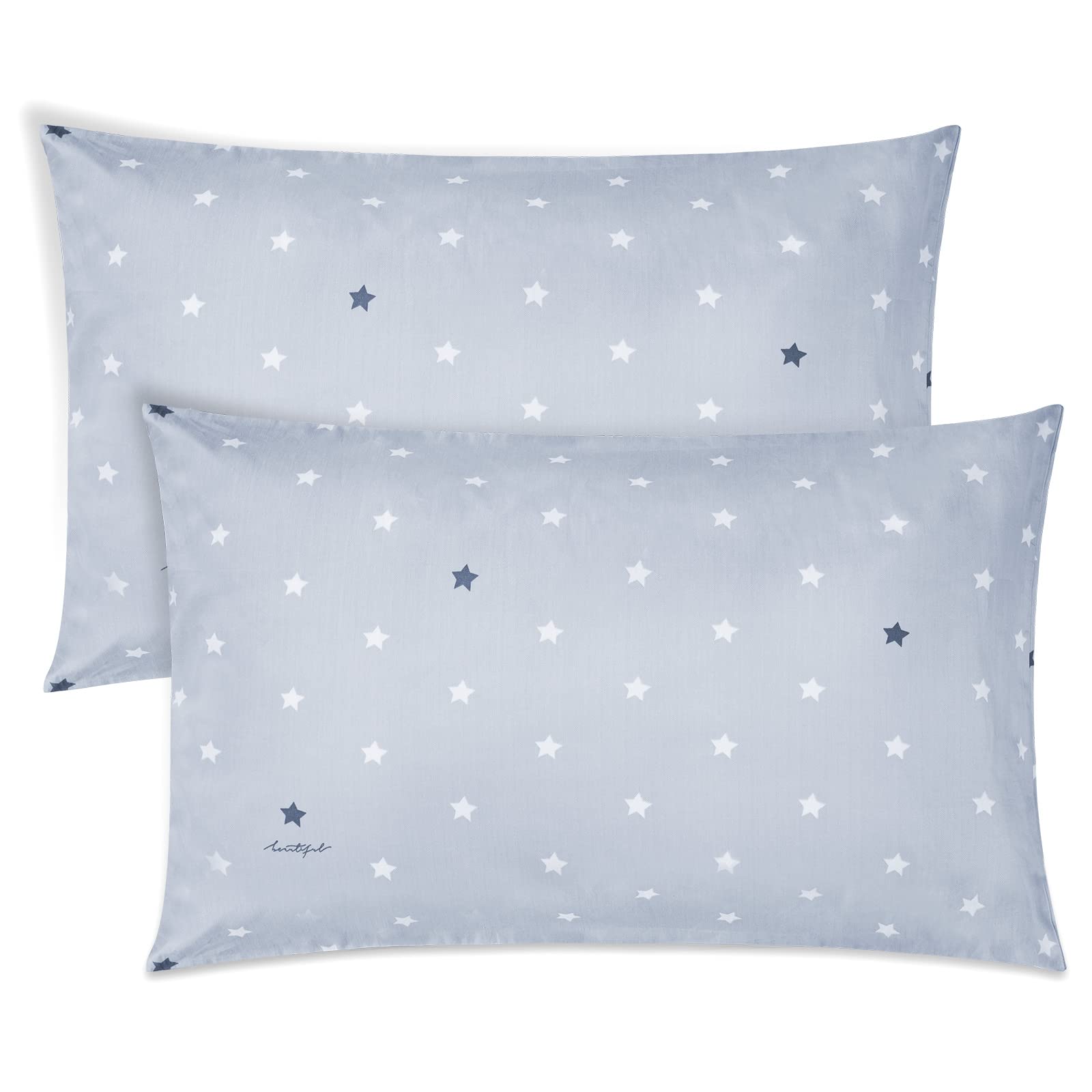 Vicloon Baby Toddler Pillowcase, 2 Pack 100% Cotton Pillow Cover, Cot Bed Pillow Pair Cases 40x60cm, Soft and Breathable Baby Pillowfor Boy & Girl Bedding, Kids Travel Pillow Pillowcase（Star）