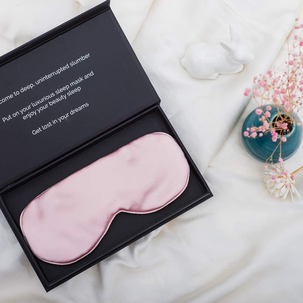 Luna Luxe Pure Silk Sleep Eye Mask for Women, Comfortable and Soft 100% Mulberry Silk Sleeping Mask for Travel, Blackout Blindfold with Elastic Headband, 3 Colors (Rosé): Health & Personal Care