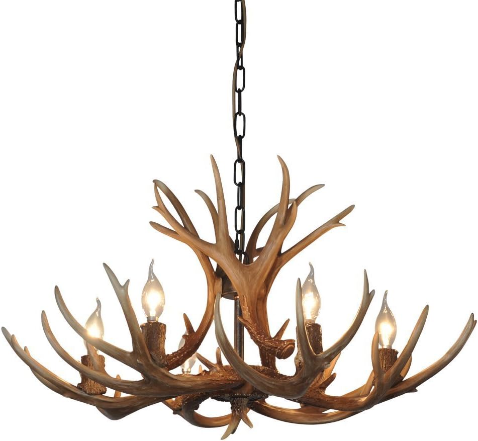 Antlers vintage Style Resin 6 light chandeliers 8688-6,Diameter 88CM * Height 54CM Nostagical antler chandeliers,Living room,Bar,Dining room deer horn chandeliers, E14 of candle bulbs,from QIRUI Lighting