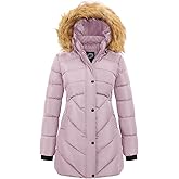 poonyfesh Women's Winter Thicken Coat Warm Long Puffer Jacket with Faux Fur Removable Hood Waterproof Insulated Jacket