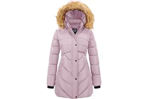 poonyfesh Women's Winter Thicken Coat Warm Long Puffer Jacket with Faux Fur Removable Hood Waterproof Insulated Jacket