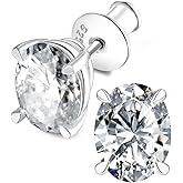 1.00/2.00 Carat Moissanite Sparkle Stud Earrings for Women, Oval Cut/Pear Cut/Radiant Cut, Solid 925 Sterling Silver Hypoallergenic, Birthday Valentines Anniversary Mother's Day Ideal Gift for Her