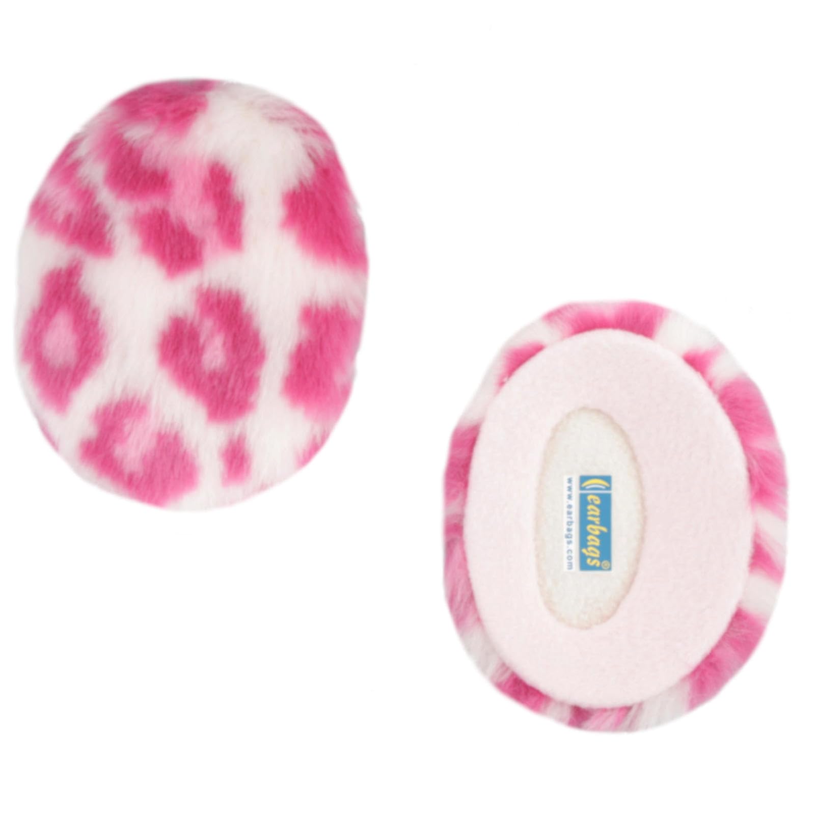 earbags Fashion Ohrenwärmer Ohrenschützer Mütze Stirnband Warme Ohren Original Strick Fell Leder, Farbe Kunstfell Spotted Weiß Pink, Größe L