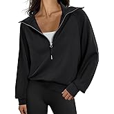 Trendy Queen Women's Oversized Quarter Zip Sweatshirts - Cropped Drop Shoulder Hoodie, Soft Y2K Pullover for Fall and Winter