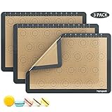 Homgeek Silicone Macaron Baking Mat with Measurements, Set of 3 Large Reusable Professional Non Stick Silicon Liner for Bake Pans & Rolling, Macaroon/Pastry/Cookie Making, 16.5
