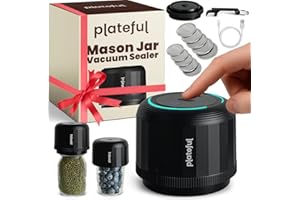 Plateful Electric Mason Jar Vacuum Sealer Kit (Lids Included) For Wide Mouth And Regular Mouth Jars, Portable Jar Vacuum Sealer, Canning Machine Food Storage, Includes Lids, Opener, Charger