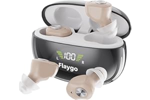 Flaygo Hearing Aids for Seniors Severe Hearing Loss,Latest 16-Channel Digital Rechargeable Hearing Aid with Intelligent Noise Reduction,Invisible Hearing Amplifier With Portable Charging Case(Black)
