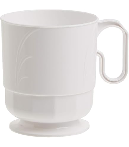 Amazon.com: Smarty Had A Party 120 Disposable Coffee Cups 8 oz with Handles   8 oz Coffee Mug  White with Silver Rim Hot Drink Disposable Mugs with  Handles,Parties, Offices, Businesses, Tea,