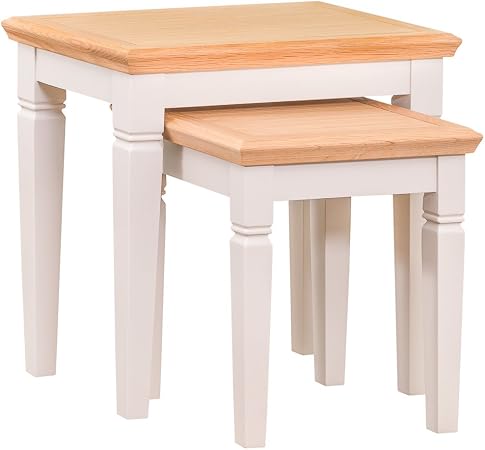 The Furniture Outlet Kensington Painted Oak Nest Of Tables Amazon Co Uk Kitchen Home