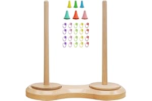 HAPPY REUNION Wooden Yarn Holder Dispenser for Crocheting, Yarn Ball Holder for Knitting, Yarn Spindle Dispenser with Crochet Accessories (Double Balls)