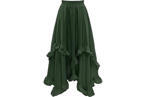 Bridesmay Renaissance Fairy Skirt 2025 Asymmetrical Ruffle Hem Elastic Waisted Long Maxi Skirts for Women