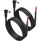 SinLoon 2 Pack DC5521 Power Pigtails Cable, 12V 90 Degree DC 5.5mm x 2.1mm Male Plug to Bare Wire Open End Power Supply Repair Cord 16AWG, for Monitors, LED Strip Light, Security Camera (3.3FT)