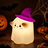 Pinkiwine Halloween Cute Ghost LED Night Lights Rechargeable Silicone Tap Control Lamp for Nursery Kids Halloween Decor Gift