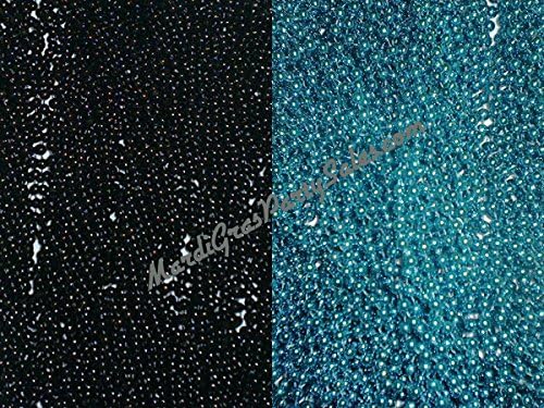 48 Panther's Mardi Gras Throw Beads Black Turquoise (4 Dozen)