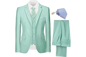 PYIUHS Mens Suit 3 Piece Set Slim Fit Wedding Groomsmen Suit for Men Two Buttons Suits Set Solid Jacket Vest Pants with Tie