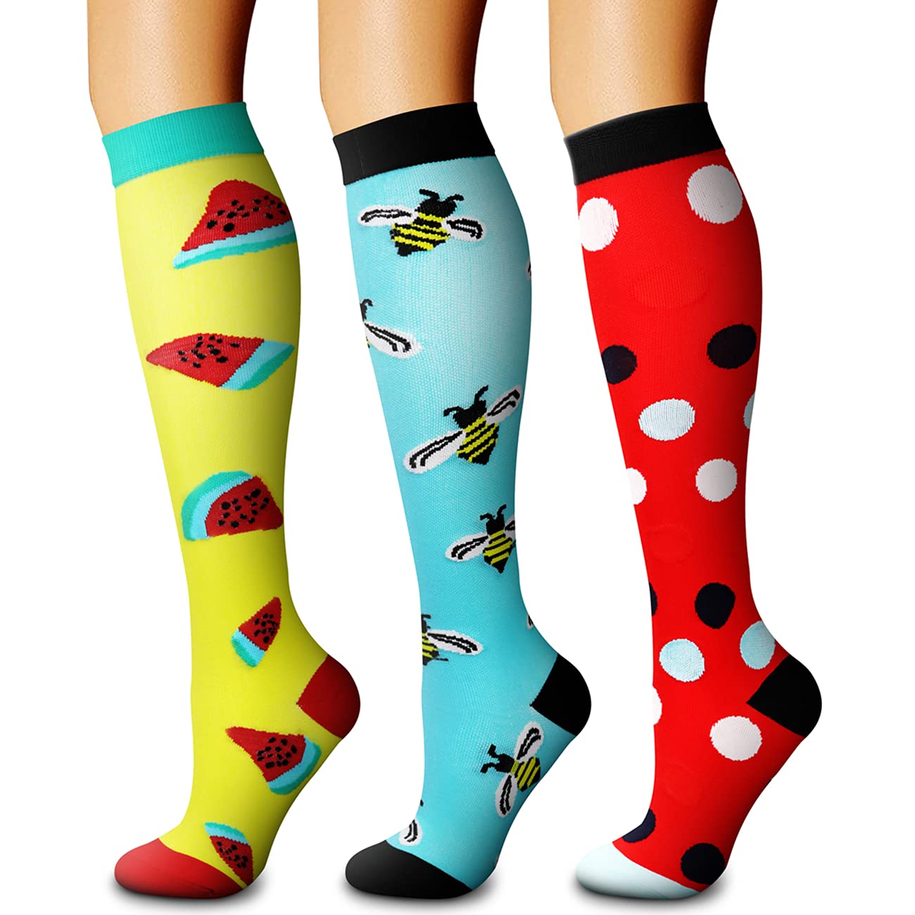 3 Pairs Copper Compression Socks - Compression Socks for Women & Men Circulation - Best for Medical Running Nurses