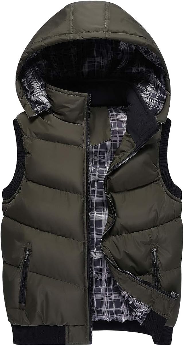 Steppweste Herren Downen Weste mit Kapuze Daunen Herren Winter