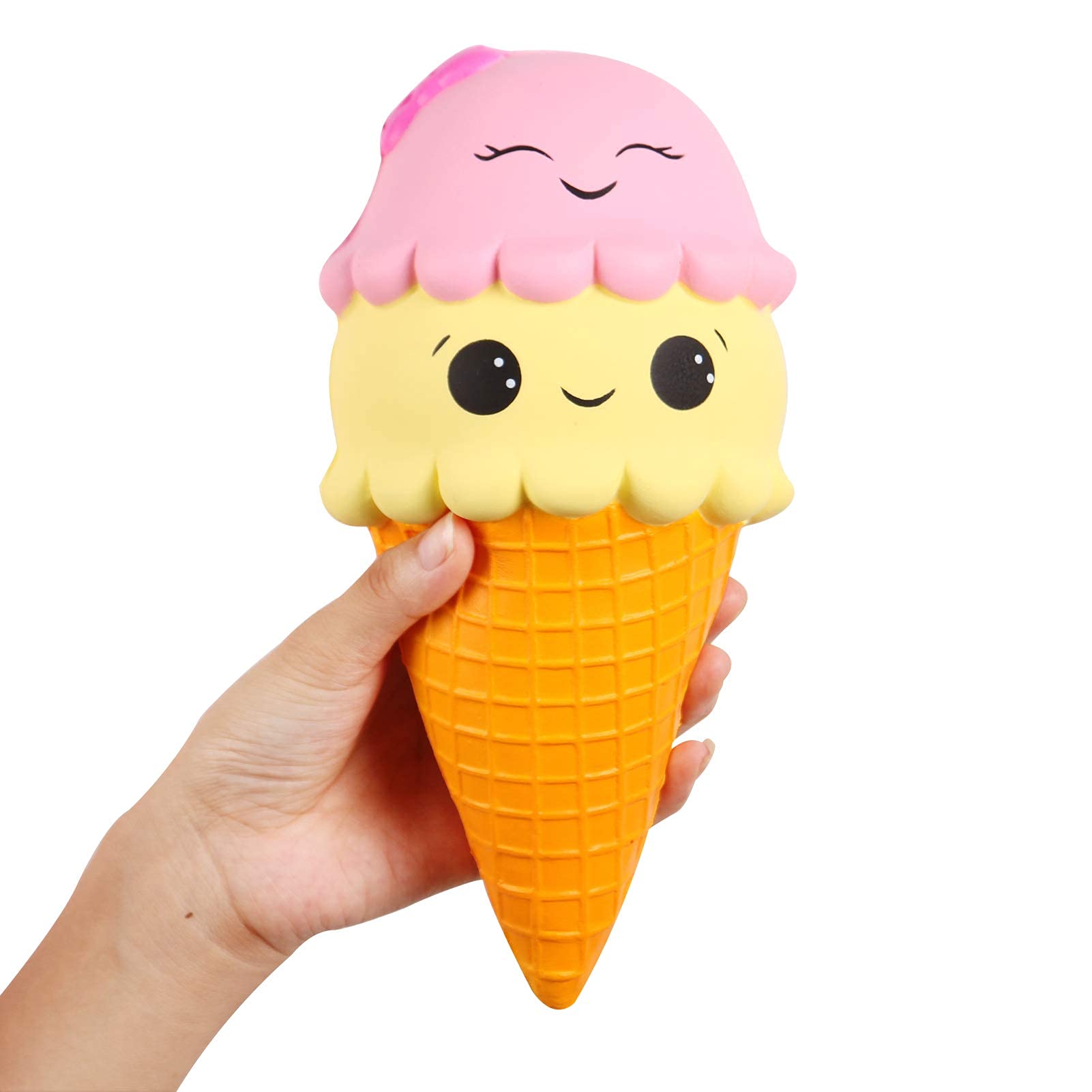 Anboor Ice Cream Jumbo Squishy Slow Rising Kawaii Smiley Squishy Decompression Toy Prime 1 Pcs 12.5 x 10.5 x 21.5 cm