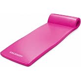 TRC Recreation Ultra Sunsation 2.5&rdquo; Thick Vinyl Coated Foam Swimming Pool Float Mat Adult Lounger with Built-in Roll Pillow