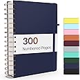 Forvencer Lined Spiral Journal Notebook with 300 Numbered Pages, A5 College Ruled Thick Journals for Writing with 100GSM Paper, Hardcover Notebooks with Contents for Work, School, Women, Men, Navy