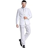 U LOOK UGLY TODAY Men's Suit 2 Piece Solid Color Regular Fit with Jacket Tie Pants for Prom Wedding Party