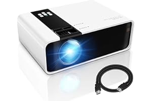 GRC Mini Projector, 1080P HD Supported Portable Movie Projector with 45000 Hrs LED Lamp Life, Compatible with TV Stick Video Game HDMI USB AV DVD for Multimedia Home Theater, Projector for outdoor