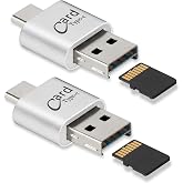 [2 Pack] Micro SD Card Reader for Android Phone, Micro SD Card to USB Adapter, Mini USB C Card Reader for Camera Memory Card Reader, Wansurs Card Reader for PC and Android Phone (Silver)