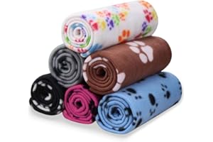 Comsmart Pet Blanket Dog Cat Soft Fleece Blankets Sleep Mat Pad Bed Cover with Paw Print for Kitten Puppy and Other Small Animals, 6 Pack of 24x28 Inches