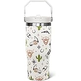 qwpmvhsak 30oz Western Flip Tumbler with Handle lid and Straw,Cow Skull CoffeeTravel Mug Cup Water Botter,Western Stuff Decor Accessories