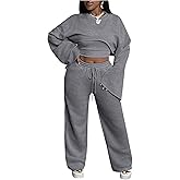 WDIRARA Women's 3 Piece Outfit Tracksuits Long Sleeve Sweatshirt Tank Top Sexy Pants Set Sweatsuit