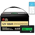 Saijiaoyang 12V 100Ah Mini Deep Cycle Lifepo4 Battery for RV, Solar, Camping, Cabin, Marine and Off-Grid System, Home Energy Storage, Up to 15000 Deep Cycles