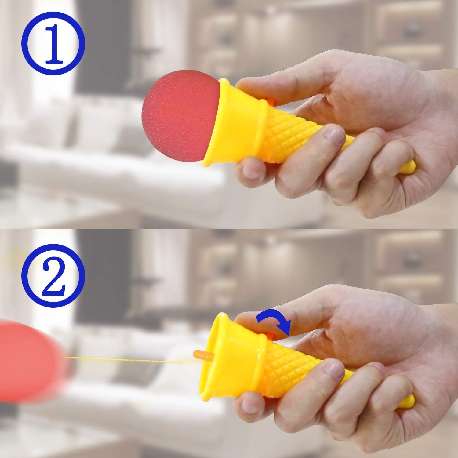 NOVELTY PLACE 7" Ice Cream Shooters Toy for Kids Pack of 12, 7 Inch Size Plastic Cone and Foam Ball with Multiple Colors - Image 4