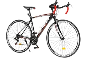 OUTROAD OUTDOOR CAMPING GARDEN PATIO Outroad Road Bike 14-21Speed 700C Wheel with Light Aluminum Alloy Frame Commuter Bicycle with Dual Disc/V Brakes for Women and Men Blue,Red,Black,White