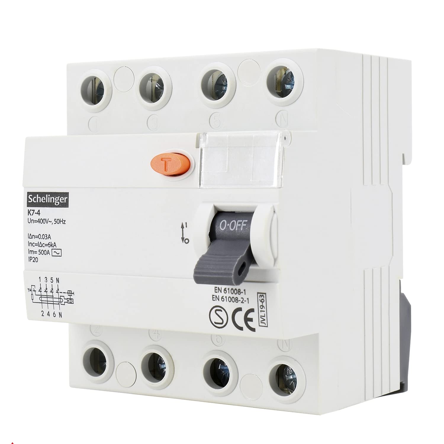 Schelinger Residual Current Circuit Breaker RCD / 30mA / 4-Pin / 40A (4-Pin 63A)