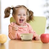 PandaEar 3 Pack Silicone Baby Bowls with Suction Lids Pink Rose Linen view 2
