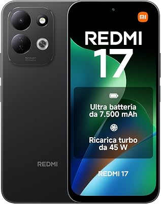 REDMI 17, Smartphone 4+256GB, Nero, Batteria 7500 mAh, Ricarica 45W