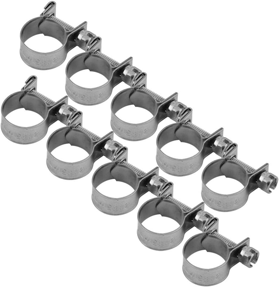 Hose Clamps, Hose Clips, 10 PCS 304 Stainless Steel Pipe Clip, Fuel