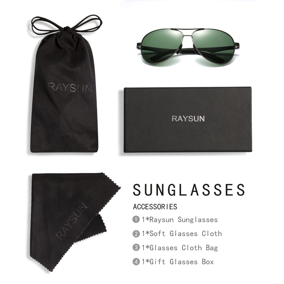 Aviator Sunglasses RAYSUN Aluminum Polarized Vintage Sun Glasses for Men Women UV 400 Protection