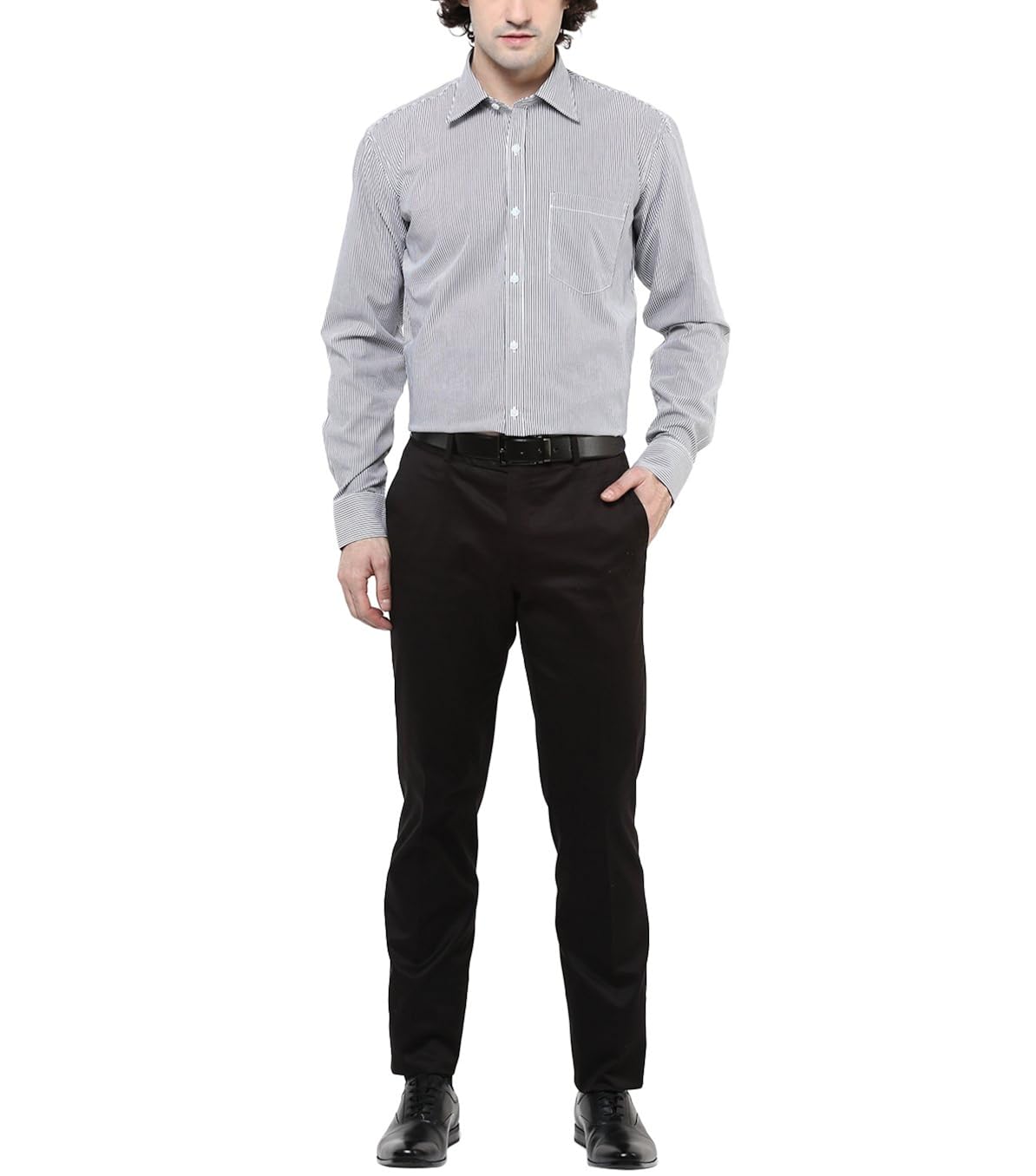 american crew men's cotton stripes shirt with pocket (white & black)