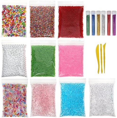 19 pack slime making kit diy rainbow foam beads fishbowl beads slime glitter shake jars by Hullute
