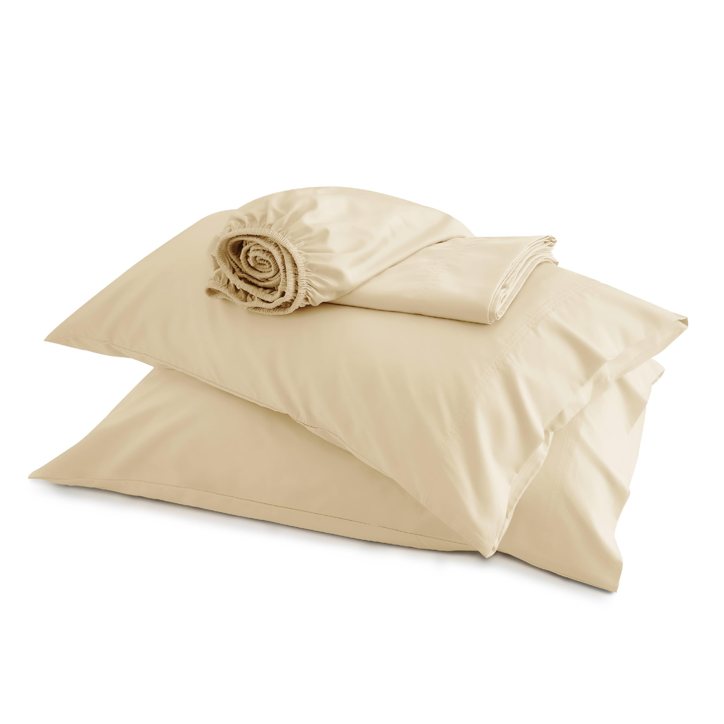 Photo 1 of Bedsure Queen Sheets, Rayon Derived from Bamboo, Queen Cooling Sheet Set, Deep Pocket Up to 16", Breathable & Soft Bed Sheets, Hotel Luxury Silky Bedding Sheets & Pillowcases, Alabaster Gleam