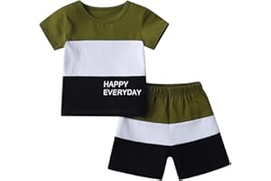 Toddler Infant Baby Boy Summer Clothes Short Sleeve Contrast Color T-Shirt Elastic Waist Shorts 2Pcs Outfits Sets
