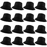 16 Pcs Solid Color Summer Bucket Hats for Women Unisex Packable Sun Hat Set Lightweight Fishman Cap for Holiday