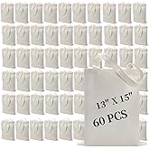 60 Pack Sublimation Tote Bags Blank Canvas Reusable Polyester Grocery Bags for Heat Transfer Vinyl DIY Crafting White, 13x15 Inch
