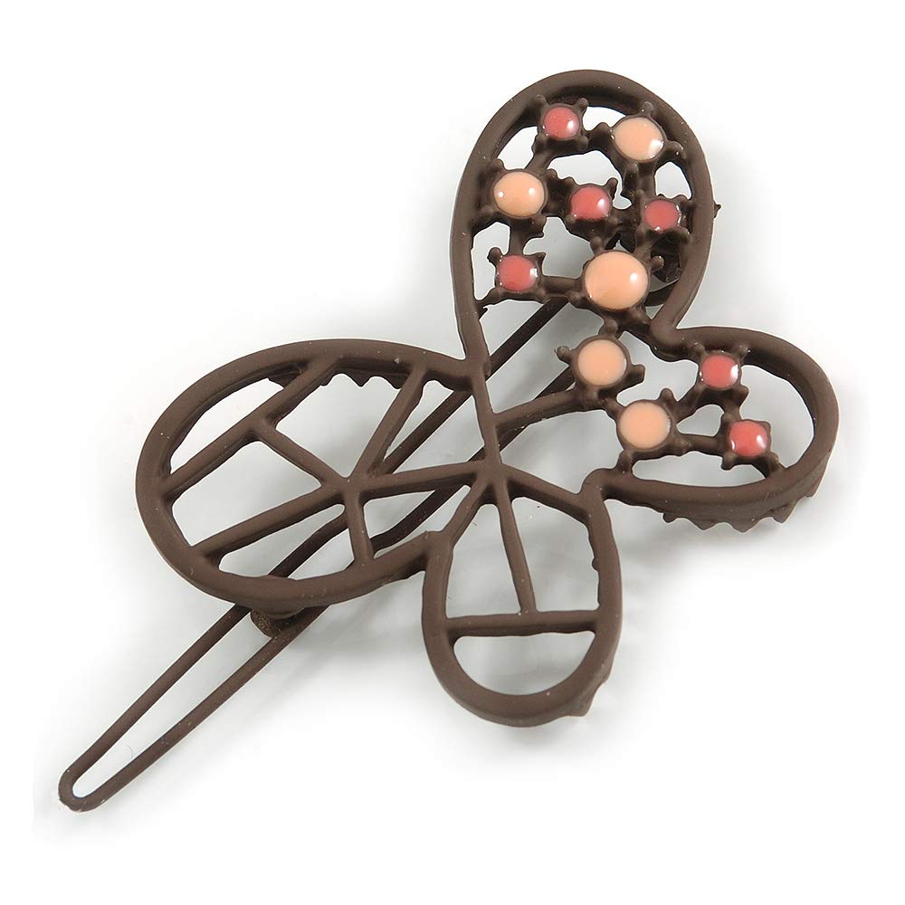 Brown Butterfly Hair Slide/Grip - 50mm Across