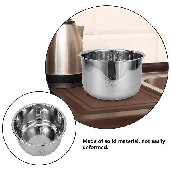 UPKOCH STAINLESS STEEL RICE COOKER INNER POT 5.28QT 5L NON-STICK REPLACEMENT LINER COMPATIBLE WITH PRESSURE COOKER AND ELECTRIC RICE FOR MEAL PREP AND BAKING