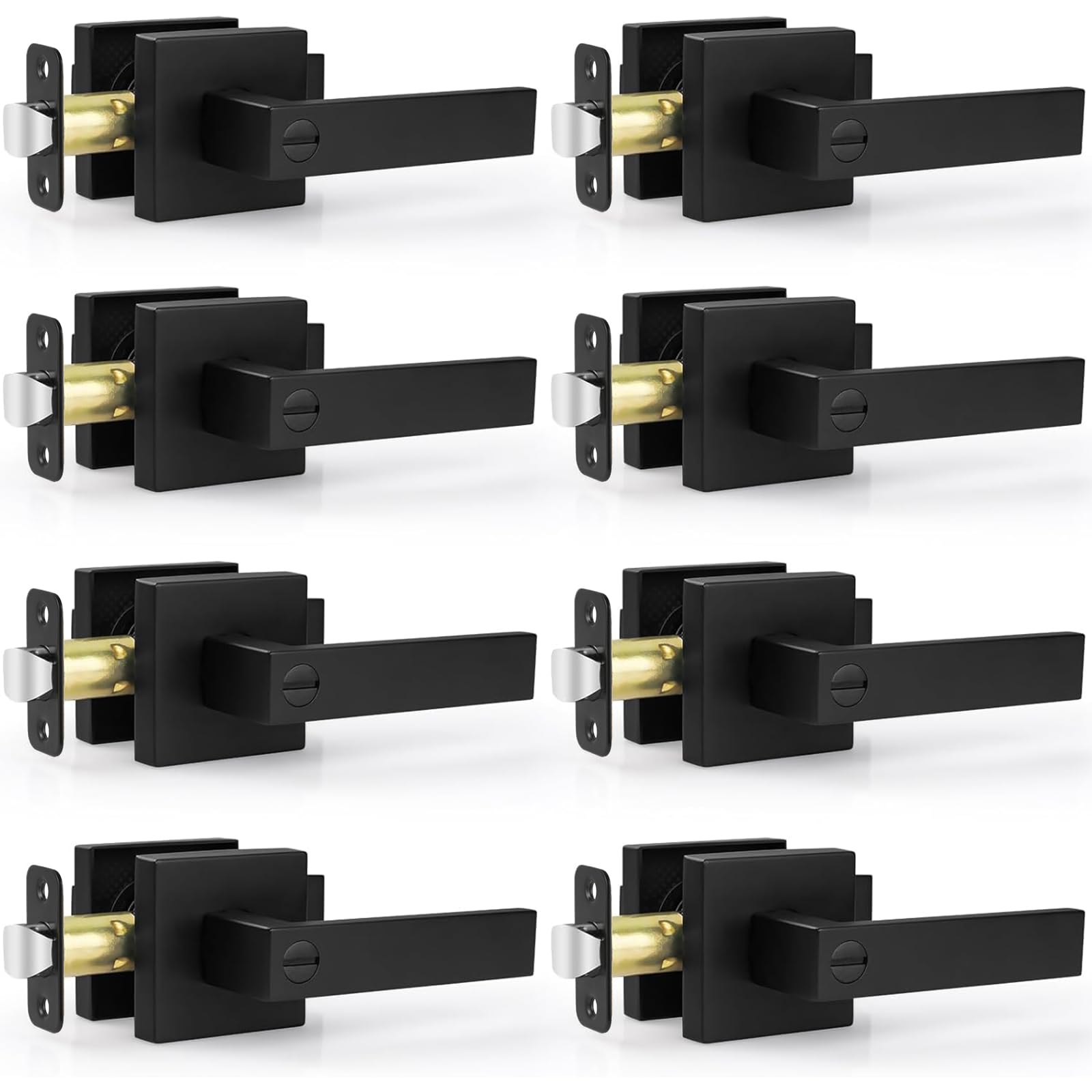 Photo 1 of Estmoon 8 Pack Door Handles Black Interior Door Knobs, Keyless Privacy Door Levers with Lock Heavy Duty Door Handle for Bedroom Bathroom