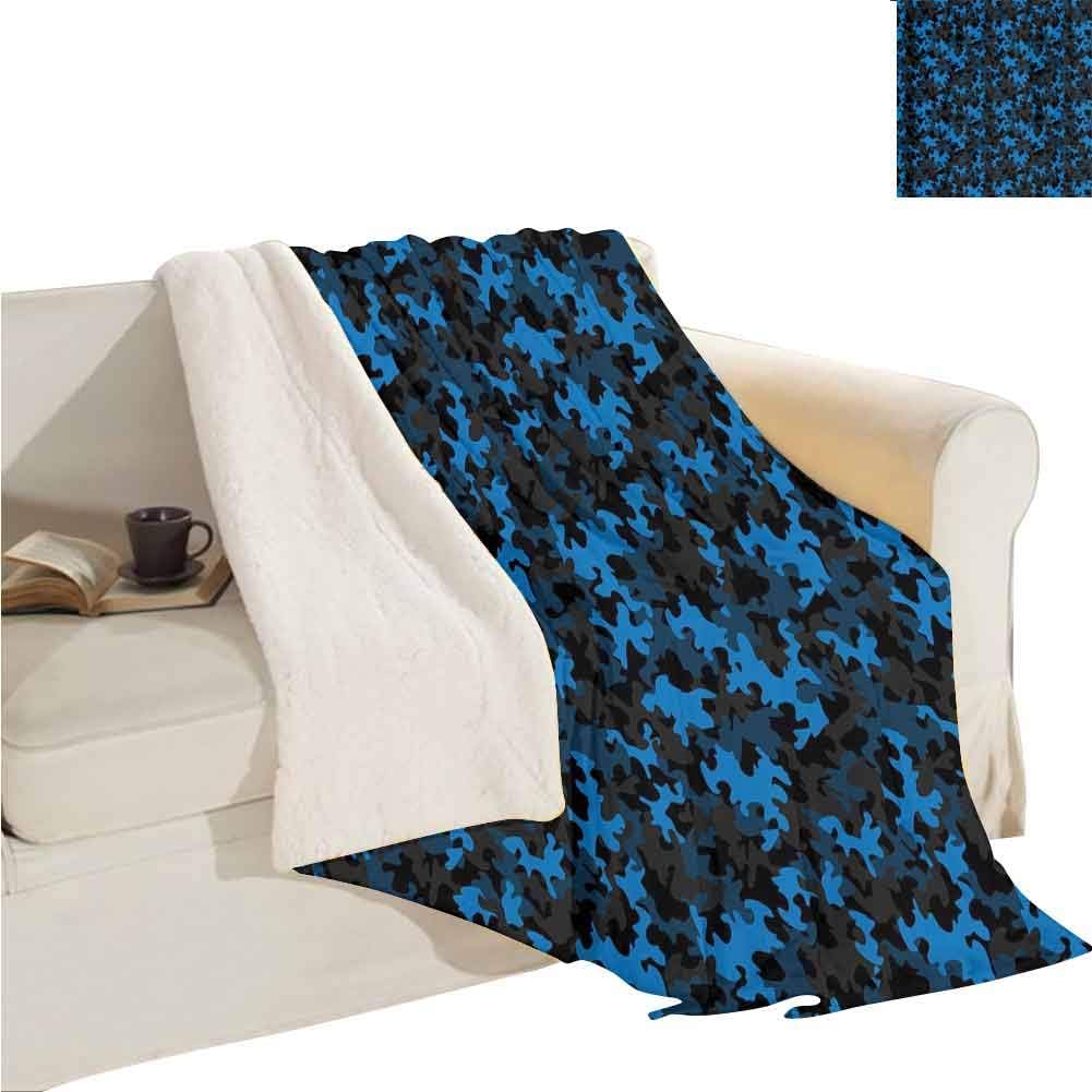 Camouflage Home Bedroom Wool Blanket Dark Toned Pattern Equipment Masking and Hiding Uniform Attire Design Household Blanket 50"x60" Black Blue Army Green